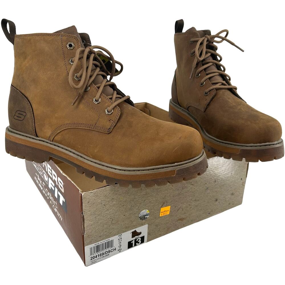 NIB NWT Men's Desert Brown Leather Skechers Alley Cats Talgen Chukka Boots 13M